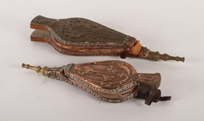 Lot 296 - A pair of Art Nouveau brass fire bellows,...