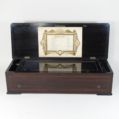 Lot 14 - A 19th century rosewood and inlaid Swiss music box