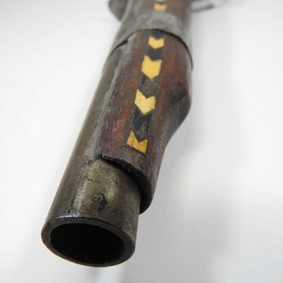 Lot 495 - A middle Eastern flintlock pistol, with bone...