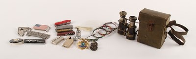 Lot 417 - A pair of brass binoculars, together with a...