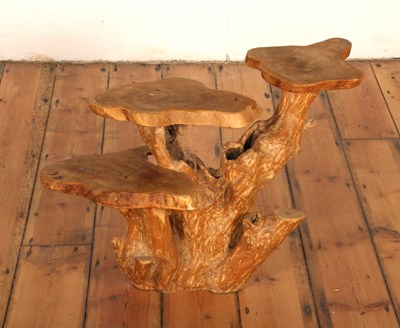 Lot 428 - A rootwood ornament stand, having three platforms