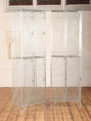 Lot 444 - A pair of steel four-door cage lockers
