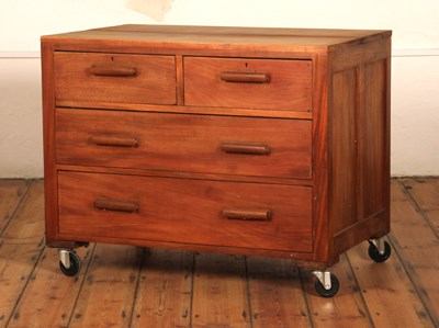 Lot 443 - A teak chest of drawers, 20th century, on...