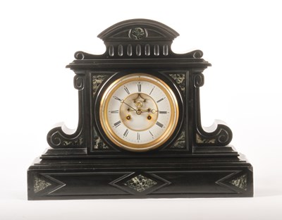 Lot 331 - A large French black slate mantel clock, late...