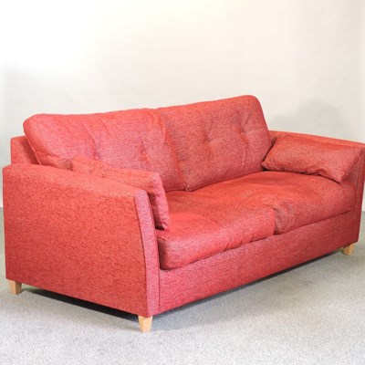 Lot 726 - A modern red upholstered sofa bed