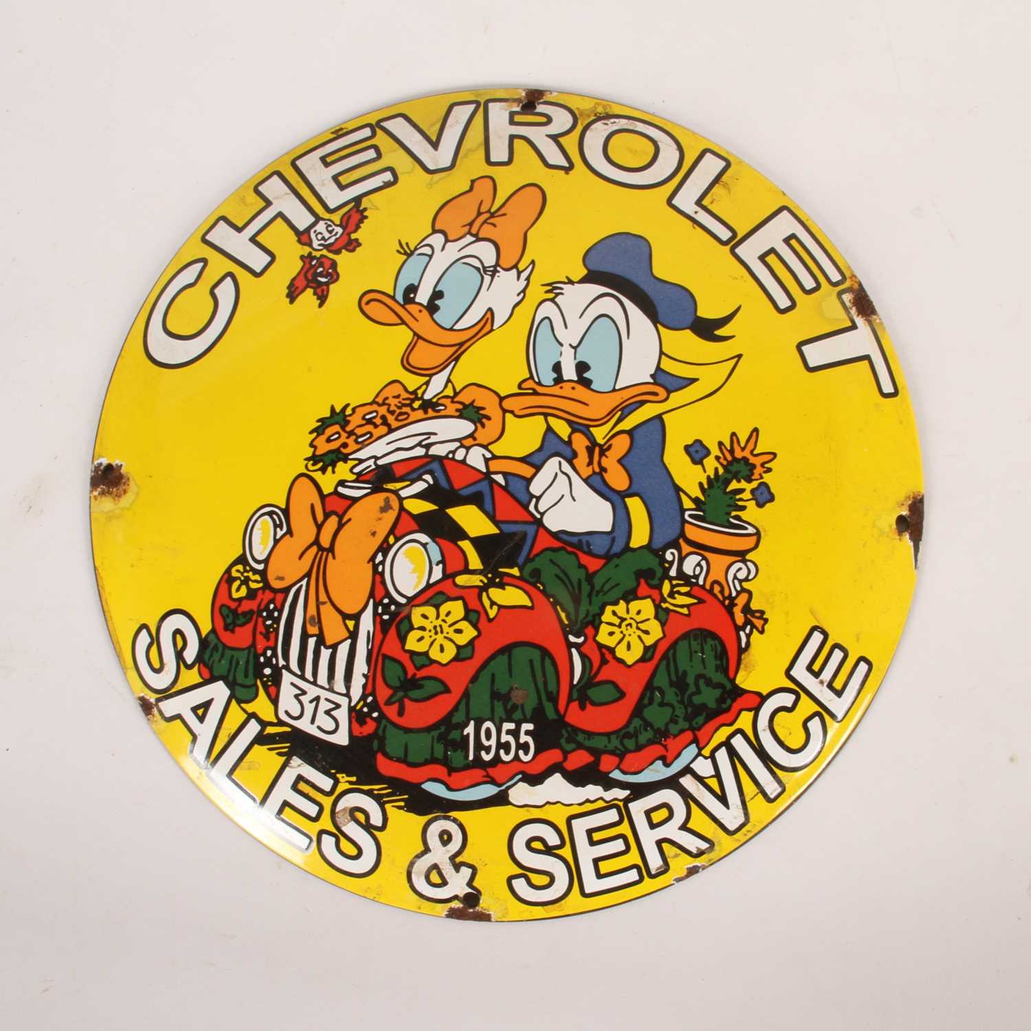 Lot 351 - A Chevrolet enamel advertising sign, of convex...