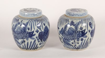 Lot 305 - A pair of Chinese blue and white porcelain...