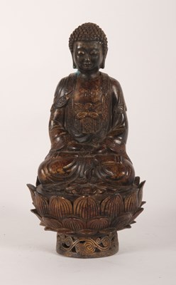 Lot 358 - A Chinese gilt metal figure of Buddha, shown...