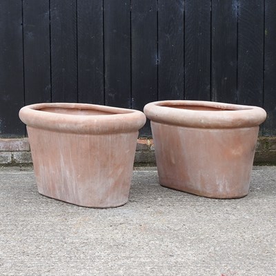 Lot 355 - A pair of large terracotta garden planters