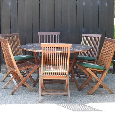 Lot 350 - A Danish teak folding garden set