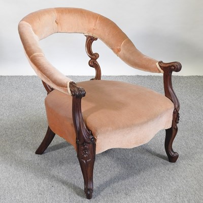 Lot 618 - A Victorian carved rosewood armchair
