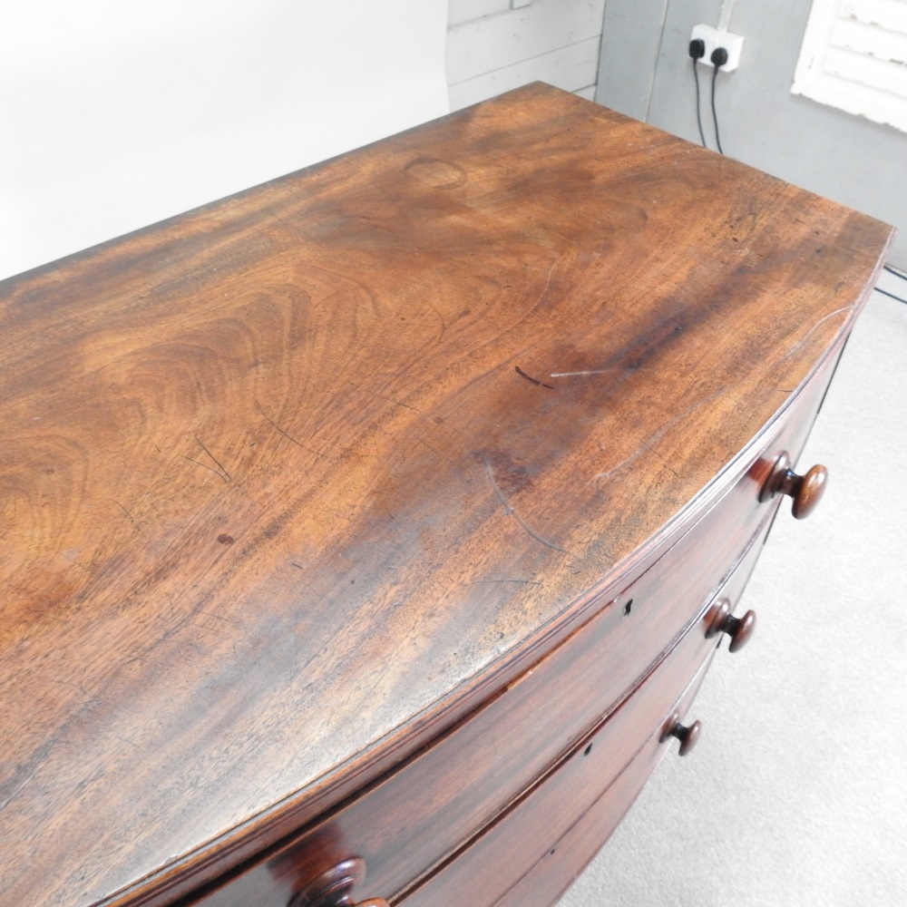 Lot 536 - A 19th century mahogany bow front chest of