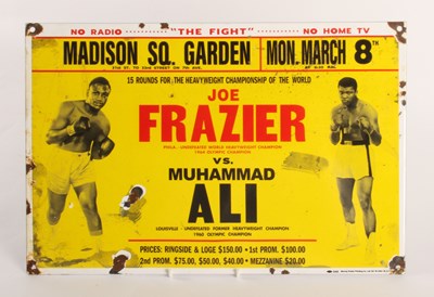 Lot 431 - An enamel sign, Muhammad Ali and Joe Frazier,...