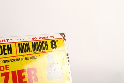 Lot 431 - An enamel sign, Muhammad Ali and Joe Frazier,...