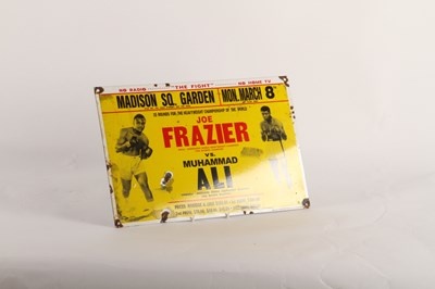 Lot 431 - An enamel sign, Muhammad Ali and Joe Frazier,...