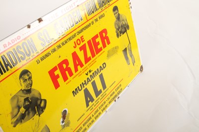 Lot 431 - An enamel sign, Muhammad Ali and Joe Frazier,...
