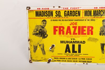 Lot 431 - An enamel sign, Muhammad Ali and Joe Frazier,...