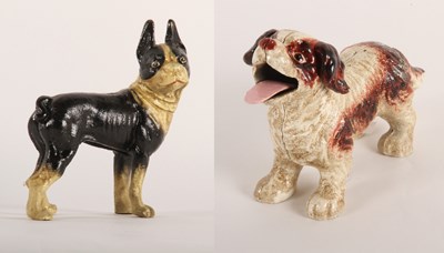 Lot 403 - A painted cast metal model of a dog, with an...