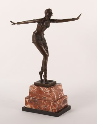 Lot 369 - After Chiparus, a modern bronze Art Deco style...