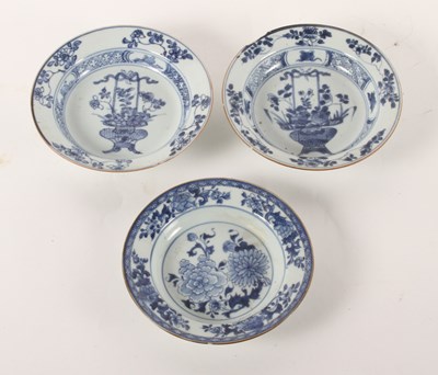 Lot 367 - Three 18th century Chinese blue and white...
