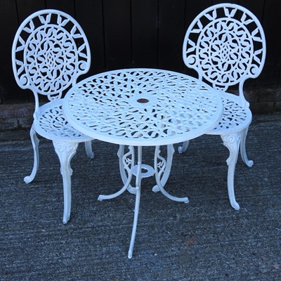 Lot 362 - A white painted metal patio set