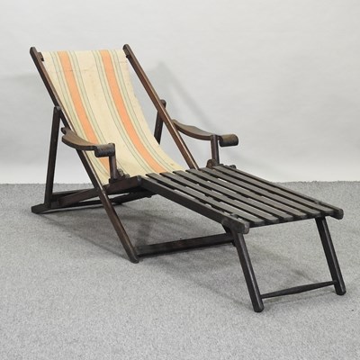 Lot 374 - A folding wooden deck chair