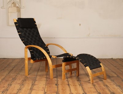 Lot 484 - A Danish bentwood black upholstered armchair,...