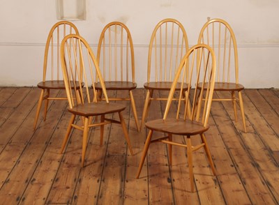 Lot 489 - A set of six Ercol blond elm and beech Quaker...