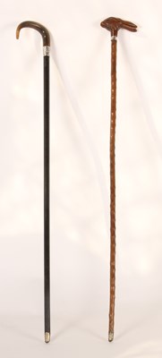Lot 303 - A Black Forest style novelty walking cane, the...