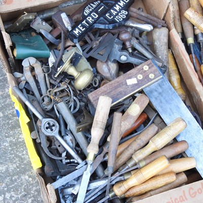 Lot 219 - A collection of woodworking chisels and hand...