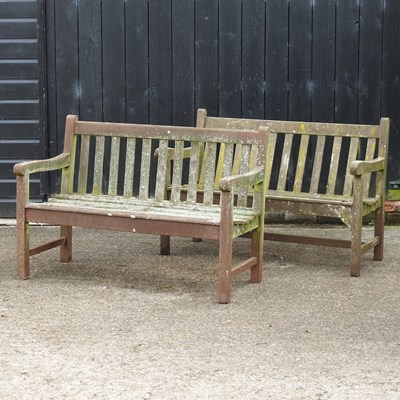 Lot 363 - A teak slatted garden bench