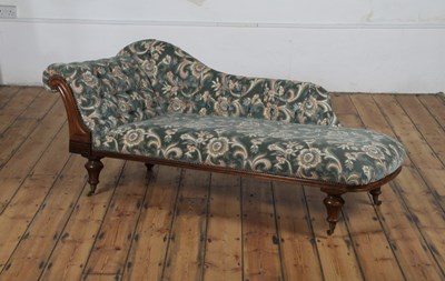 Lot 563 - A Victorian green floral upholstered chaise...