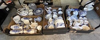 Lot 413 - Four boxes of blue and white ceramics