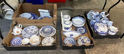 Lot 401 - Four boxes of blue and white ceramics