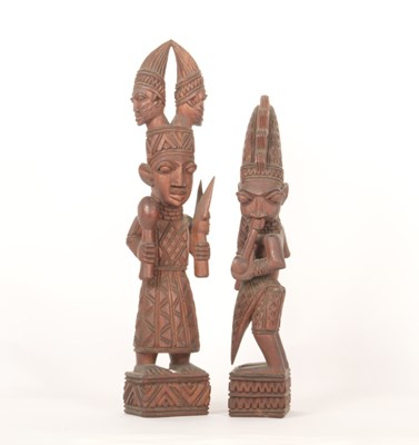 Lot 292 - Akin & Gani Fakeye, two Yoruba carved wooden...