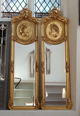 Lot 507 - A pair of gilt framed dressing mirrors, each...