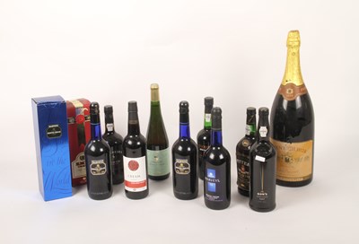 Lot 283 - Twelve bottles, mostly port and sherry, to...