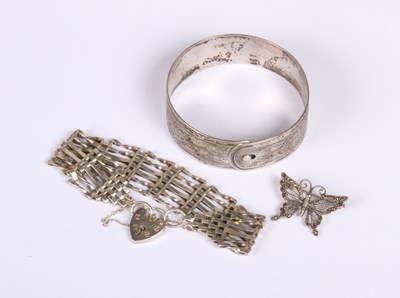 Lot 228 - A silver gate-link bracelet, together with a...