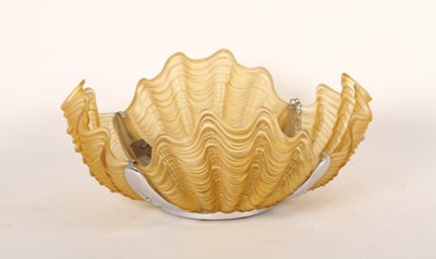 Lot 254 - An Art Deco yellow glass plaffonier/ceiling...