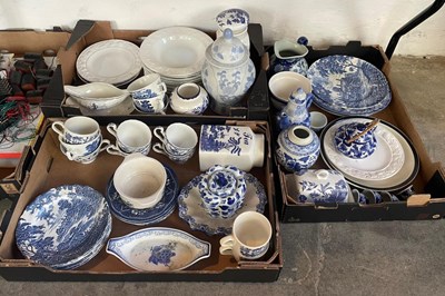 Lot 423 - Three boxes of blue and white ceramics