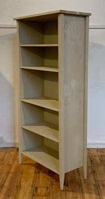 Lot 595 - A grey painted pine open bookcase