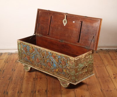 Lot 496 - An Asian carved and polychrome painted chest,...