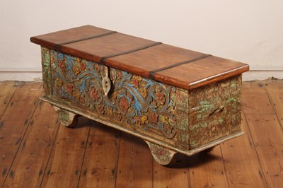 Lot 496 - An Asian carved and polychrome painted chest,...