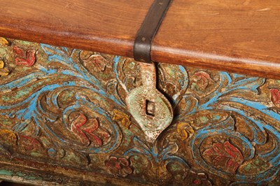 Lot 496 - An Asian carved and polychrome painted chest,...