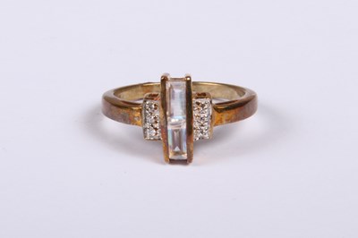 Lot 280 - A 9 carat Sri Lankan rainbow moonstone ring,...