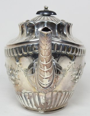 Lot 6 - A Victorian silver teapot, of oval shape with...