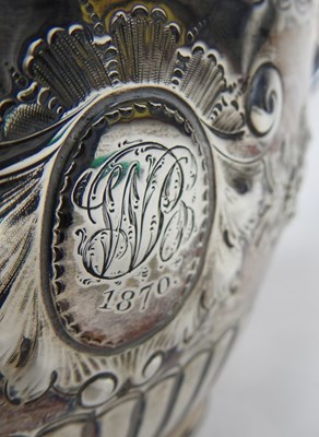 Lot 6 - A Victorian silver teapot, of oval shape with...