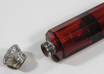 Lot 6 - A 19th century ruby glass double ended scent bottle