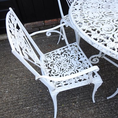 Lot 9 - A white painted aluminium garden table, of...