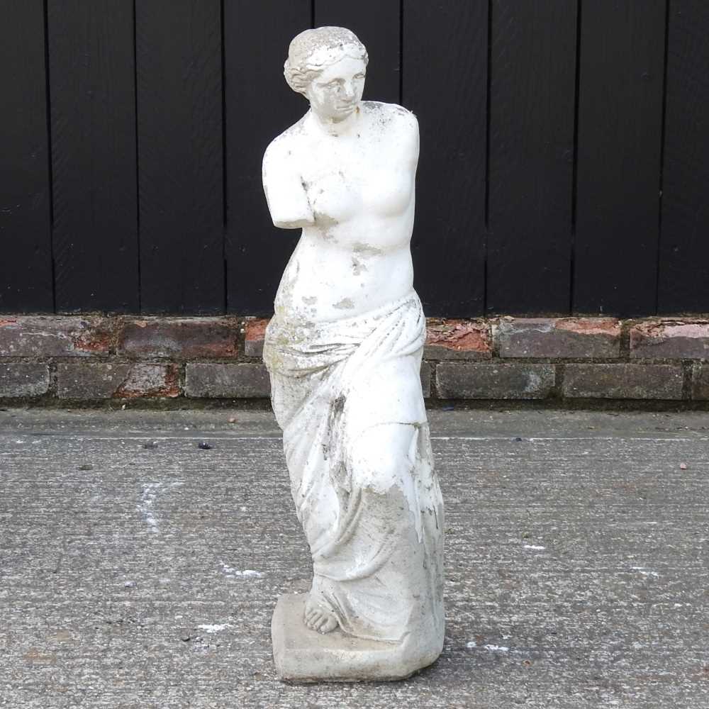 Lot 21 - A painted cast stone garden statue of Venus,...